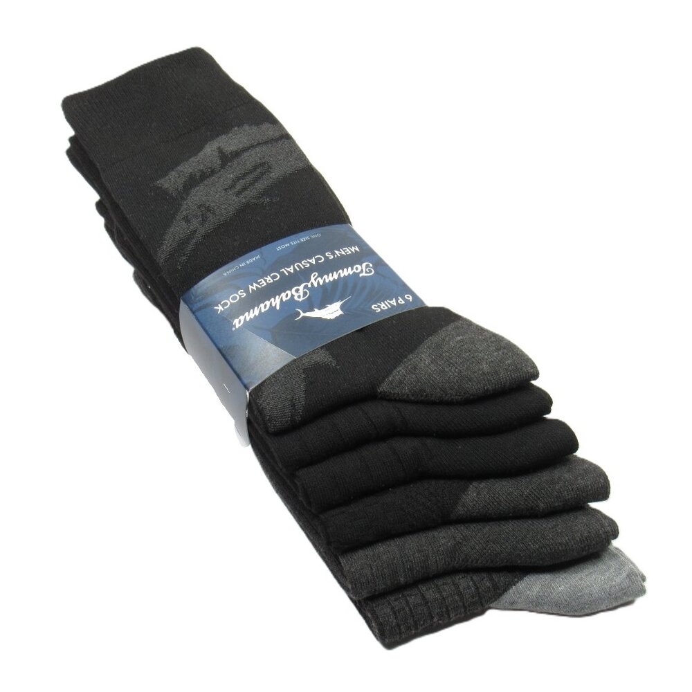 Tommy Bahama Men's Dress Socks Marlin/Ribbed/Basketweave 6 Pairs Black/Gray OS